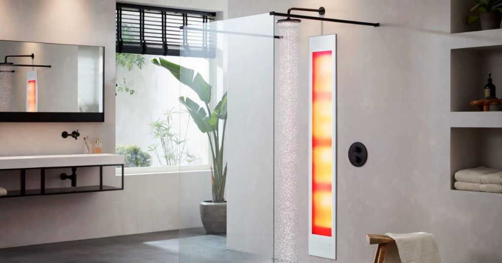 Overzicht van verschillende douchekop types: handdouchekop, regendouche en spray panelen voor badkamer upgrade